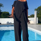 📢📢30% OFF !!!⏰Solid Color Off-Shoulder Top & Pants Set