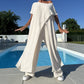 📢📢30% OFF !!!⏰Solid Color Off-Shoulder Top & Pants Set
