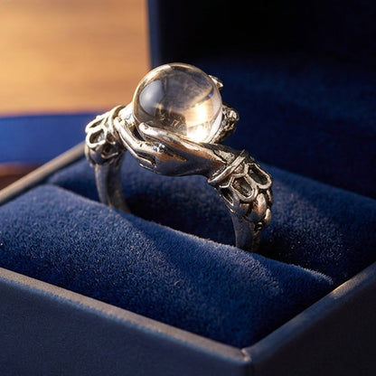 📢📢50% OFF⏰ Gothic Crystal Ball Hand Ring – Adjustable fit, sparkling gem & vintage vibes – perfect for witchy style, costumes or everyday edgy accessorizing 🖤