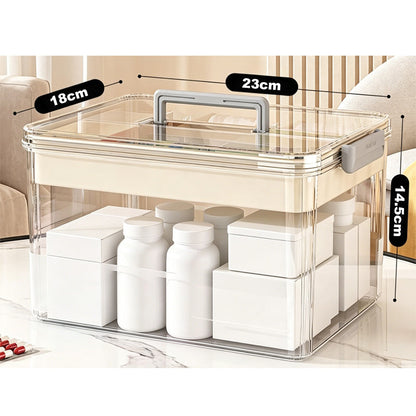 Multi-Layer Medicine Storage Box with Handle