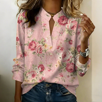 🎁New arrival 50% OFF💥 Women's Floral Print V-Neck Blouse