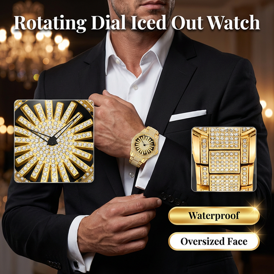 📢📢30% OFF !! ⏰Men's Iced-Out Rotating Dial Watch