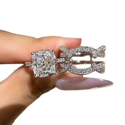 📢📢40% OFF !! ⏰Elegant Square Solitaire & Enhancer Ring