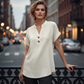 Women's V-Neck T-Shirt with Button Placket