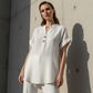 Women's V-Neck T-Shirt with Button Placket