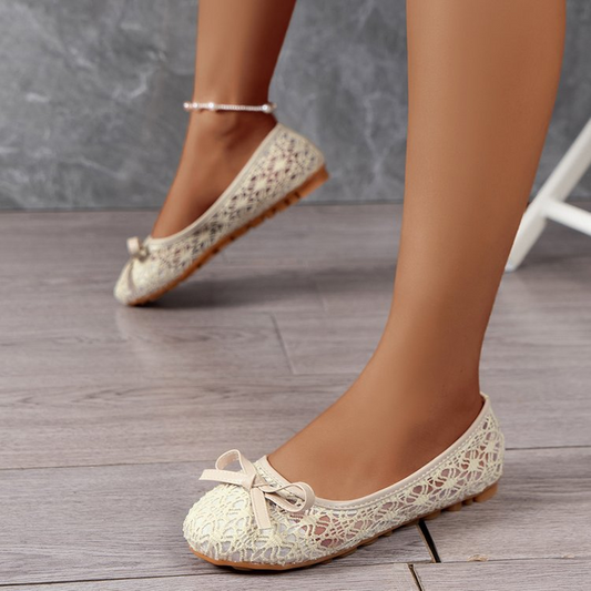 📢📢40% OFF !! ⏰50K+ SOLD!💥Women’s Elegant Lace Ballet Flats With Bow-Tie