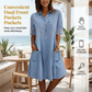 📢📢30% OFF !! ⏰Relaxed Fit A-Line Denim Dress with Mesh Sleeve Detail
