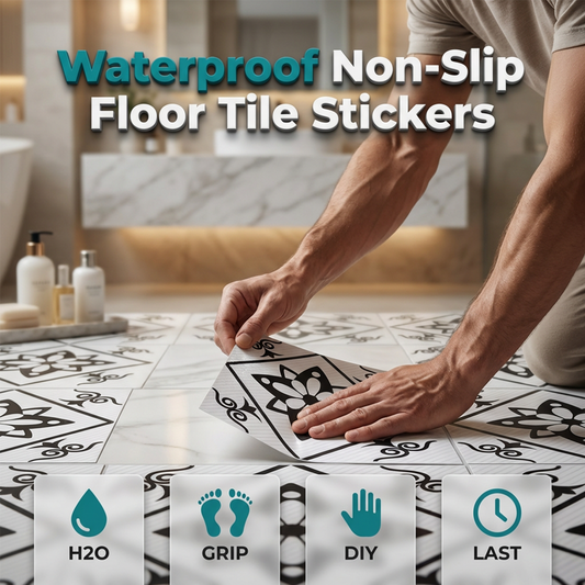 📢📢40% OFF !! ⏰Waterproof & Non-Slip Floor Tile Stickers for Kitchen & Bathroom🛀