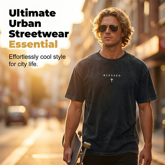 📢📢30% OFF !! ⏰Men's Vintage T-Shirt with Cross & Letter Print
