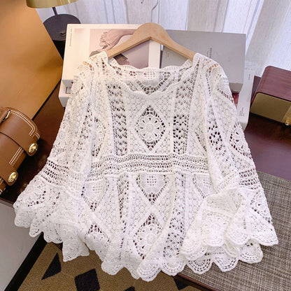 📢📢40% OFF !! ⏰Women's Vintage-Inspired Lace Cover-Up Blouse