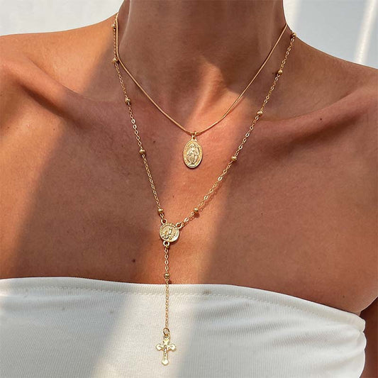 📢📢40% OFF !! ⏰Layered Gold Cross Necklaces for Women