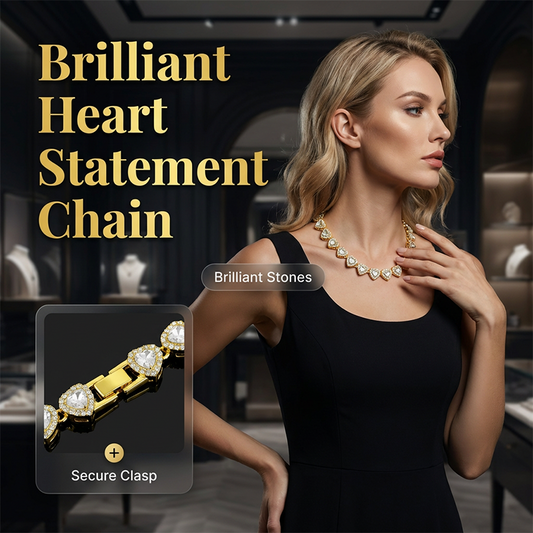 📢📢50% OFF !! ⏰Sparkling Heart Statement Chain Necklace