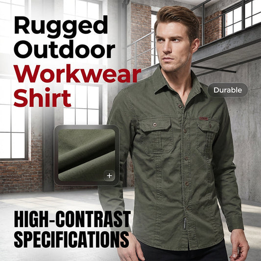 📢📢30% OFF !! ⏰Men's Long Sleeve Cotton Workwear Shirt👔