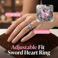 📢📢40% OFF !! ⏰Vintage Adjustable Sword Piercing Heart Ring Set