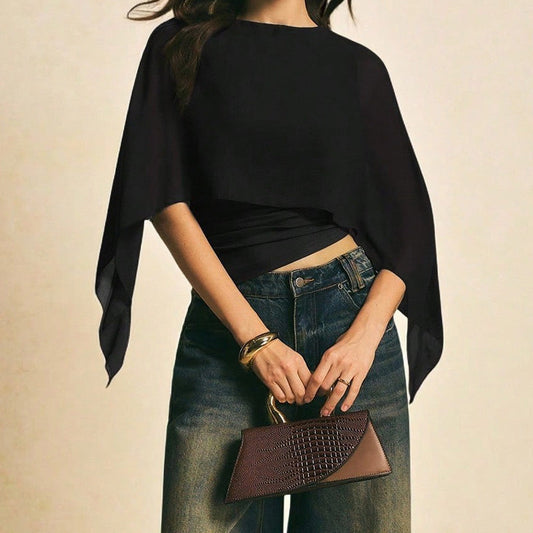 📢📢30% OFF !! ⏰Women's Elegant Chiffon Cape Sleeve Top