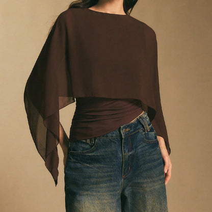 📢📢30% OFF !! ⏰Women's Elegant Chiffon Cape Sleeve Top