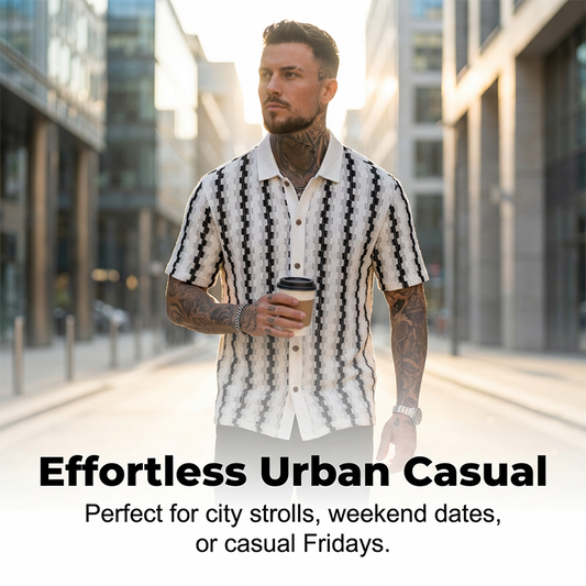 📢📢30% OFF !! ⏰Men's Short Sleeve Retro Geometric Knit Shirt