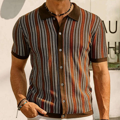📢📢30% OFF !! ⏰Men's Short Sleeve Herringbone Knit Shirt