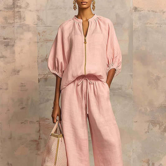 📢📢30% OFF !! ⏰Women's Solid Color 2-Piece Casual Set