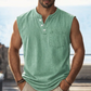 📢📢40% OFF !! ⏰Retro Style Sleeveless T-Shirt with Three Buttons