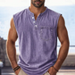 📢📢40% OFF !! ⏰Retro Style Sleeveless T-Shirt with Three Buttons