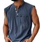 📢📢40% OFF !! ⏰Retro Style Sleeveless T-Shirt with Three Buttons