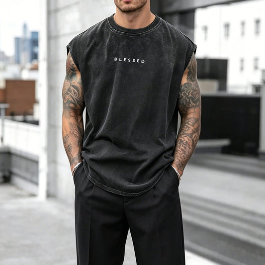 📢📢40% OFF !! ⏰Vintage Wash Loose Fit Gym Muscle Tee