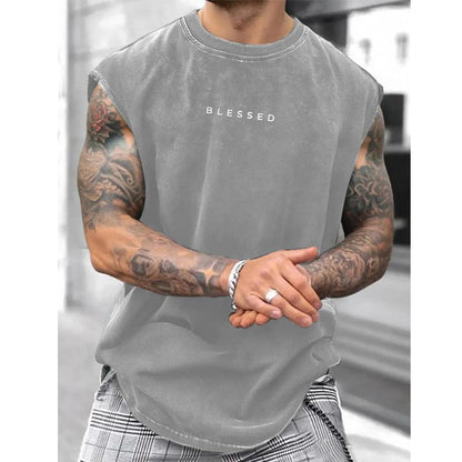 📢📢40% OFF !! ⏰Vintage Wash Loose Fit Gym Muscle Tee