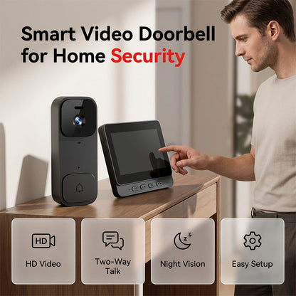 📢📢40% OFF !! ⏰Smart Video Doorbell with 4.3" Display Screen