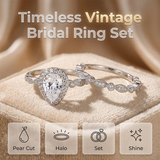 📢📢30% OFF !! ⏰Pear-Shaped Teardrop Engagement Ring Set