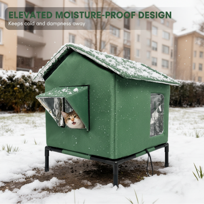 📢📢40% OFF !! ⏰ All-Weather Elevated Outdoor Cat House – Waterproof, Insulated, Foldable 🌧️
