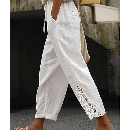 Women's Lace Trim Drawstring Pants