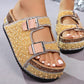 📢📢30% OFF !! ⏰Double Buckle Strap Cork Slide Sandals