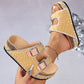 📢📢30% OFF !! ⏰Double Buckle Strap Cork Slide Sandals