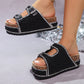 📢📢30% OFF !! ⏰Double Buckle Strap Cork Slide Sandals