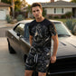 📢📢30% OFF !! ⏰Men's Print T-Shirt & Shorts 2-Piece Set
