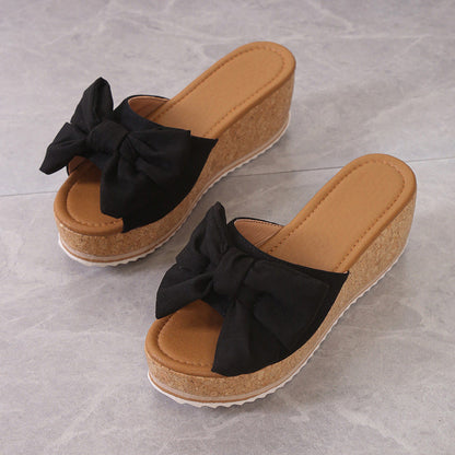📢📢30% OFF !! ⏰Women's Leopard Print Bow Platform Sandals