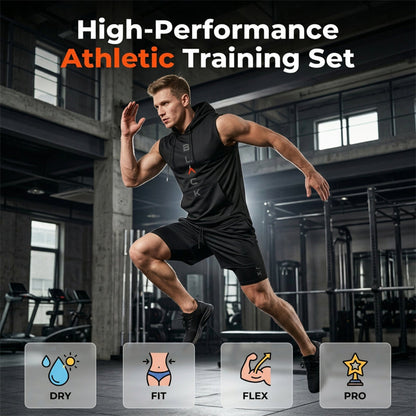 📢📢30% OFF !! ⏰Men's Athletic Sleeveless Hoodie & Shorts Set