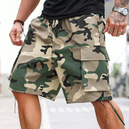 Men's Camo Cargo Shorts with Drawstring Waist