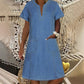 📢📢40% OFF !! ⏰Women's Short Sleeve V-Neck Denim Dress