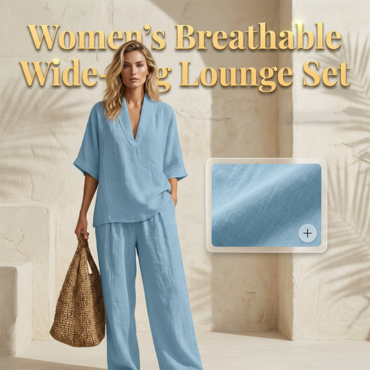 📢📢40% OFF !! ⏰Women's Casual V-Neck Top and Wide-Leg Trousers Set👚👖