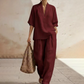 🌸 50% OFF NOW! 🌸Women's Casual V-Neck Top and Wide-Leg Trousers Set👚👖