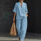 📢📢40% OFF !! ⏰Women's Casual V-Neck Top and Wide-Leg Trousers Set👚👖