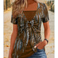 📢📢50% OFF !! ⏰Women's Retro Square-Neck Leopard Print Mock 2-Piece Short Sleeve Top