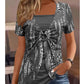 📢📢50% OFF !! ⏰Women's Retro Square-Neck Leopard Print Mock 2-Piece Short Sleeve Top