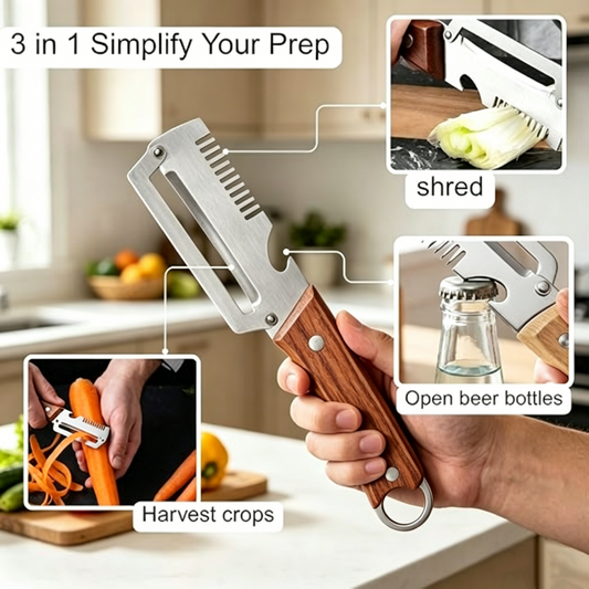 📢📢40% OFF !! ⏰🥕 3-in-1 Peeler – Julienne, Peel & Pop Bottles! All in one premium tool. Rust-proof stainless steel 40% OFF Today