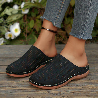📢📢40% OFF !! ⏰Women's Perforated Slip-On Platform Mules