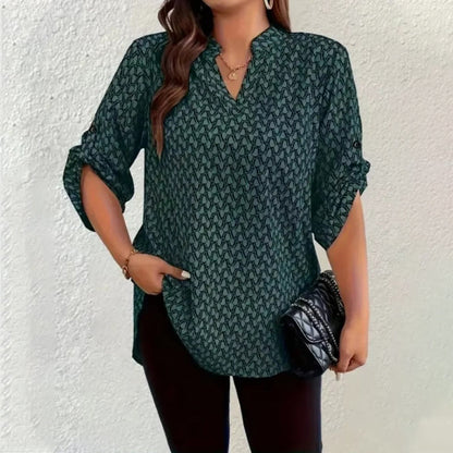 📢📢30% OFF !! ⏰Women's Geometric Print V-Neck Blouse