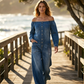 📢📢30% OFF !! ⏰Off-Shoulder Wide-Leg Denim Jumpsuit