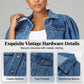 📢📢30% OFF !! ⏰ Women's Puff Short Sleeve Cropped Denim Jacket